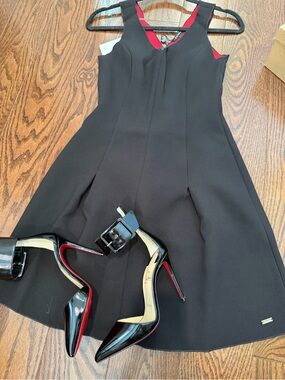 Armani Exchange Black V-Neck Midi A-Line Dress